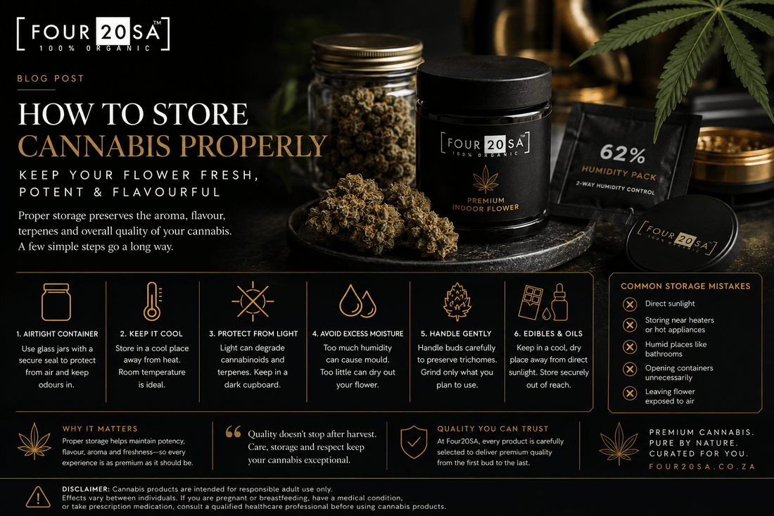 How to Store Cannabis Properly: Keep Your Flower Fresh, Potent, and Flavourful - Four20SA